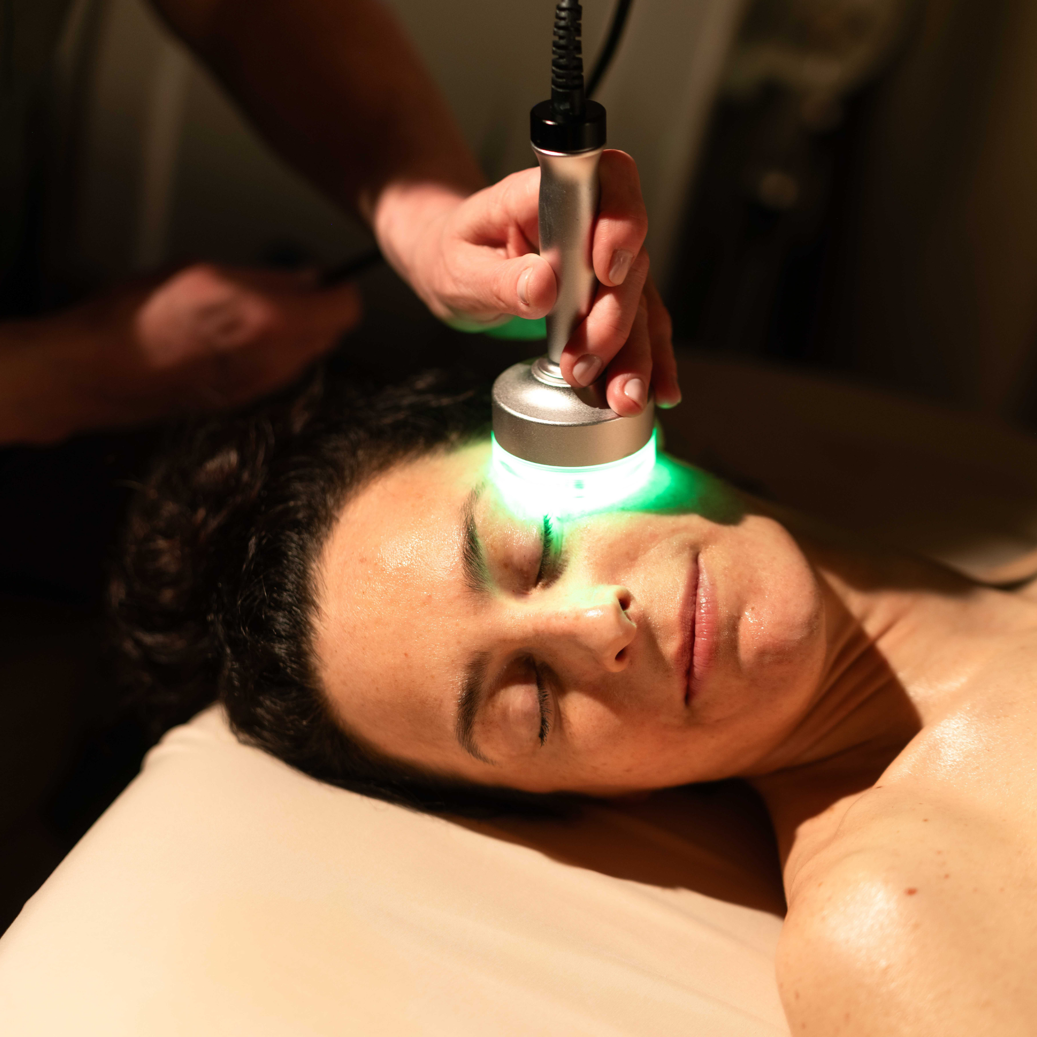 Microcurrent during platinum facial